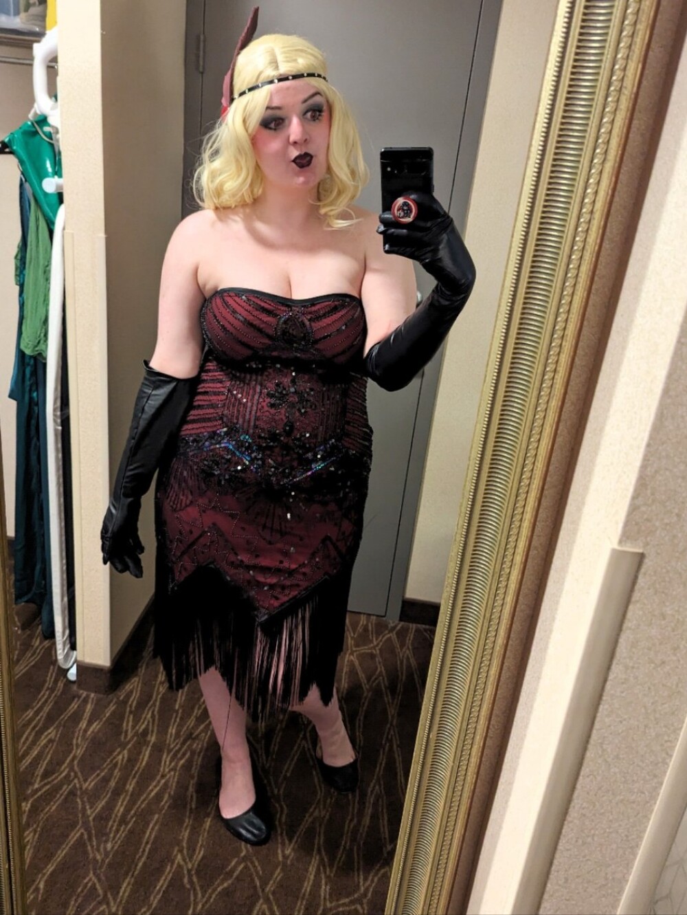 Hazbin Hotel Mimzy Cosplay 1920s Flapper cosplay XXL w/Foam Feather